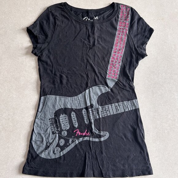2000s Fender Guitar Tee ALT ASO Lilly Truscott Hannah Montana - Picture 2 of 6